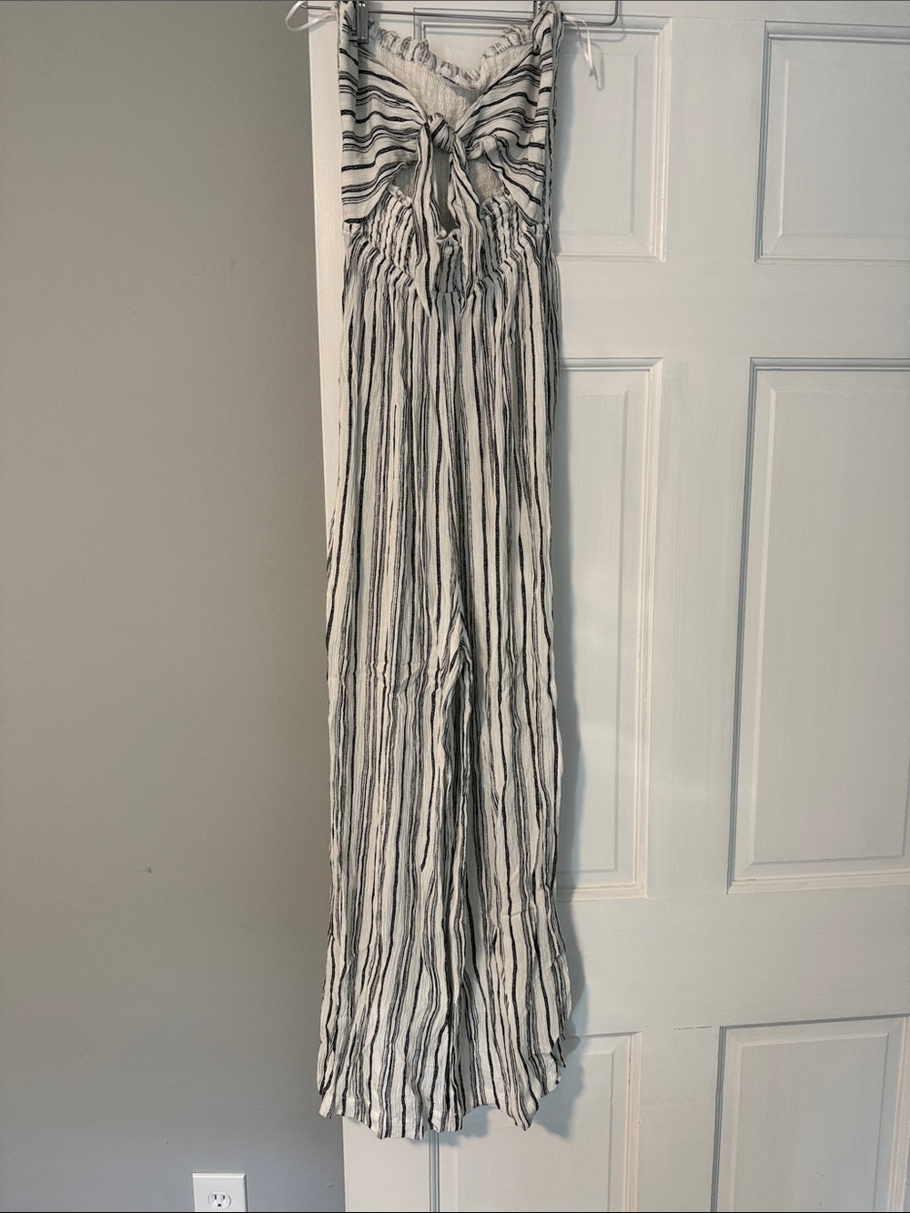 Skylar + Madison Striped Tie-Front Jumpsuit in Black & White